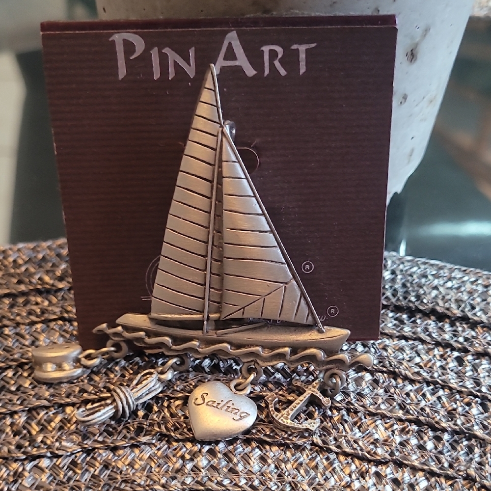 Sailing Boat Brooch - Silver